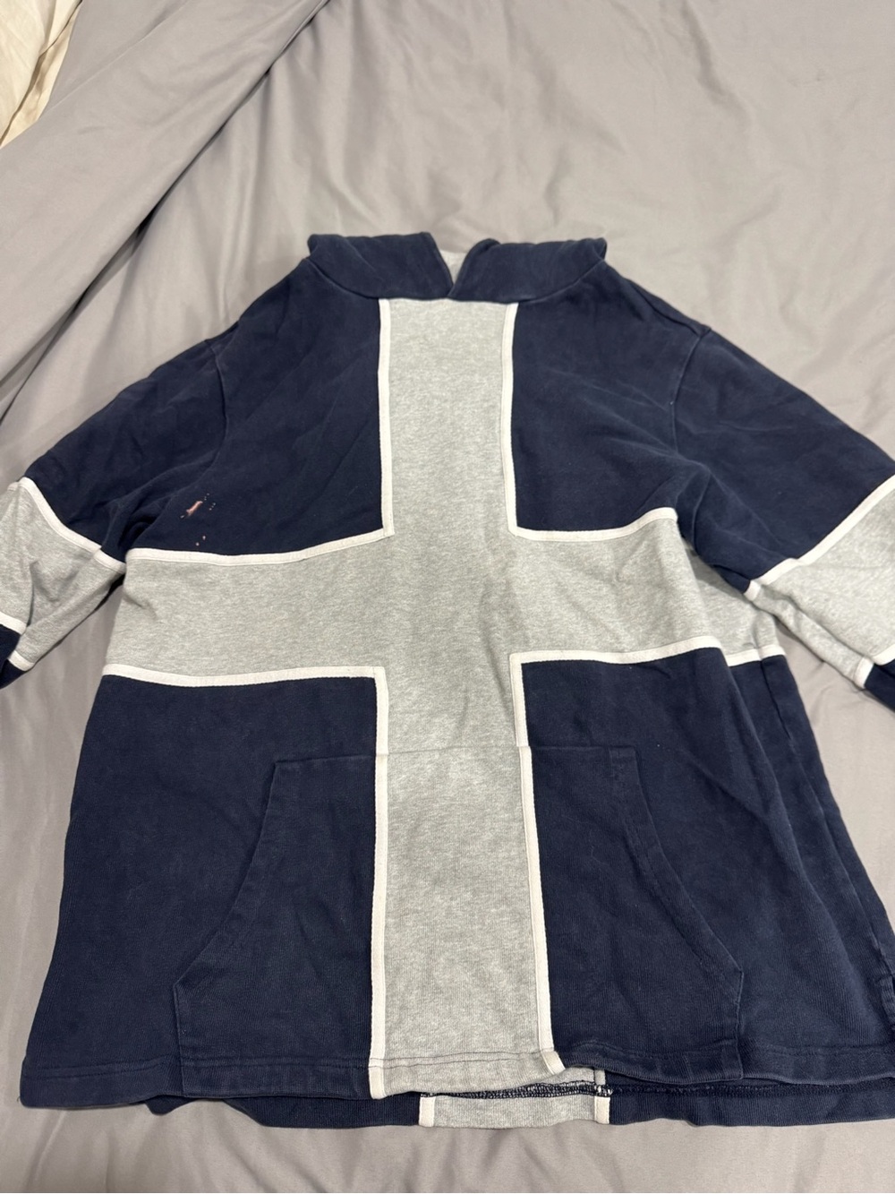 KITH super cool Navy & Gray Cross-Panel Hoodie Jacket